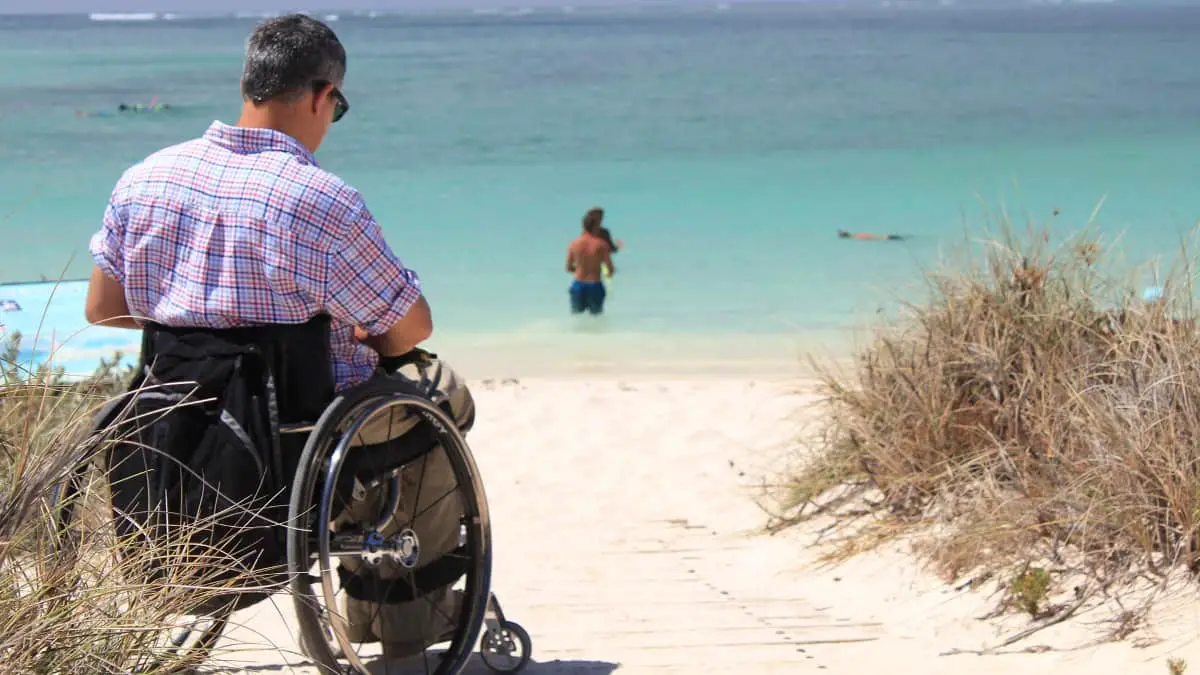 using wheelchair on the beach