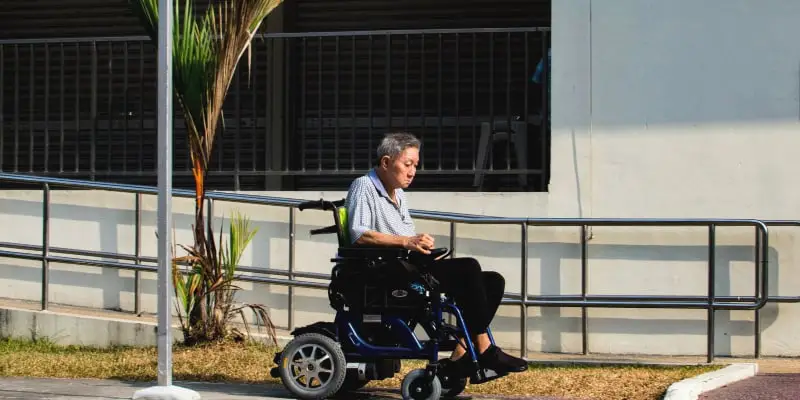 elderly using an electric wheelchair