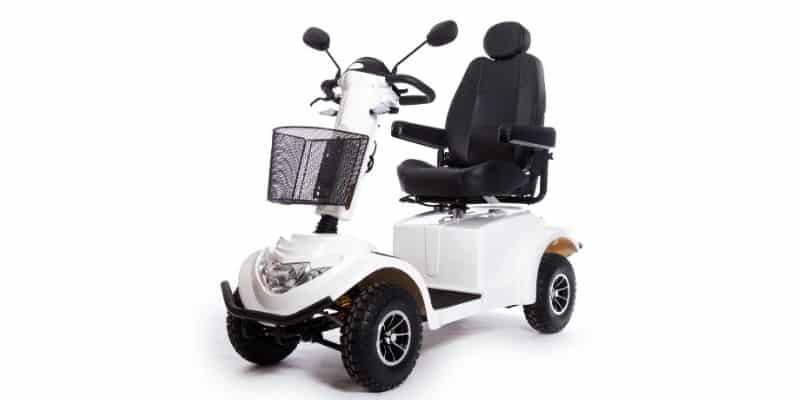 White mobility scooter on white background