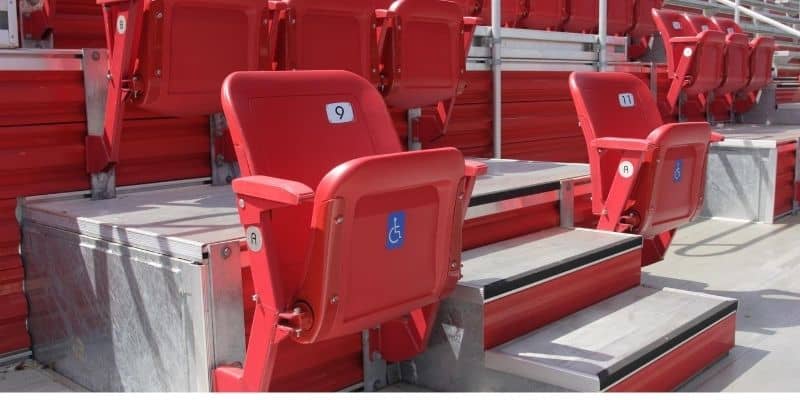 Wheelchair companion seat in a stadium