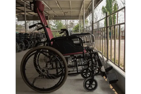 Red reclining Wheelchair with Headrest