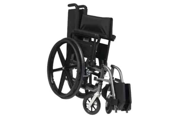 Folded wheelchair on white background