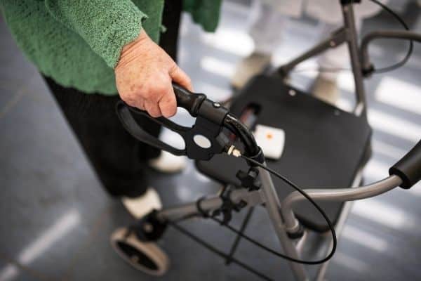 Elderly using a rollator to walk