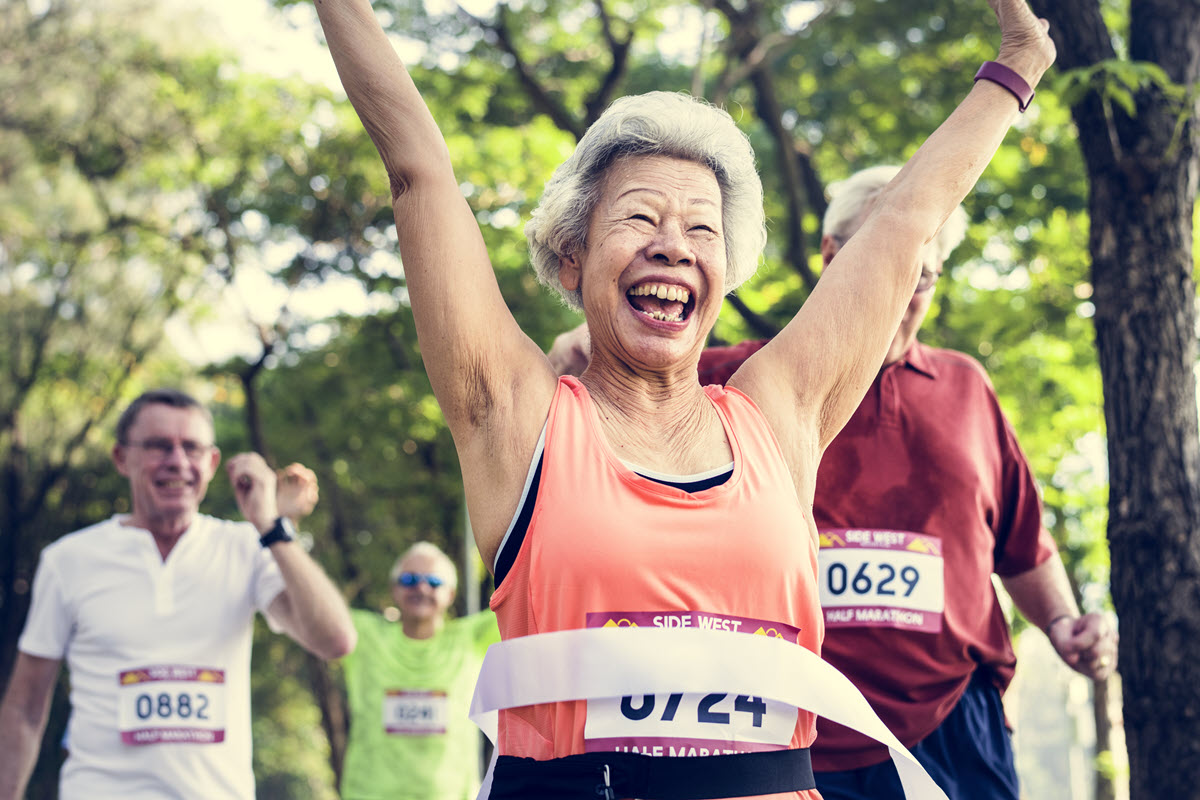 Elderly woman running